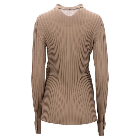 Bottega Veneta Ribbed Button-Down Light Weight Sweater in Beige Silk - Picture 4 of 10